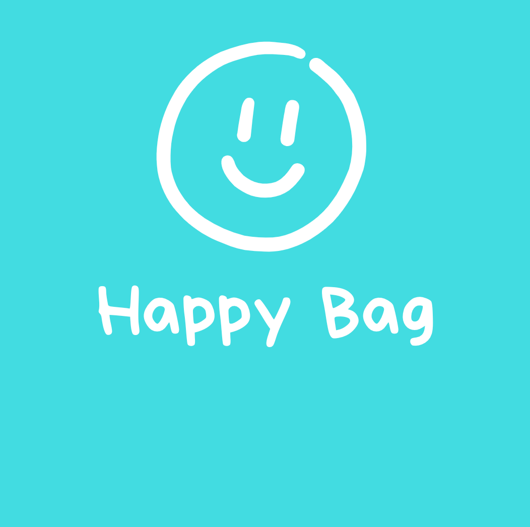 Tasche/ Tote Bag/ Stoffbeutel aus Baumwolle pastell mit Spruch: happy bag