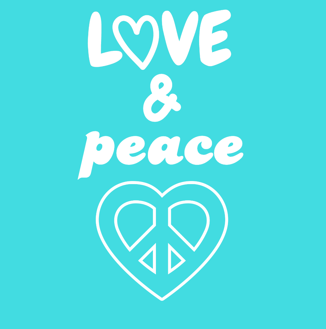 Tasche/ Tote Bag/ Stoffbeutel aus Baumwolle pastell mit Spruch: love & peace