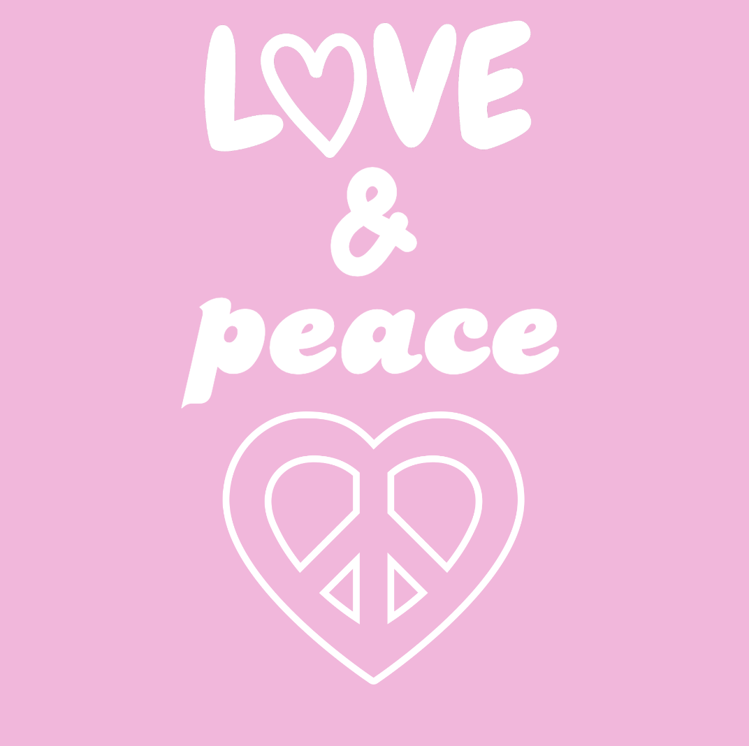 Tasche/ Tote Bag/ Stoffbeutel aus Baumwolle pastell mit Spruch: love & peace
