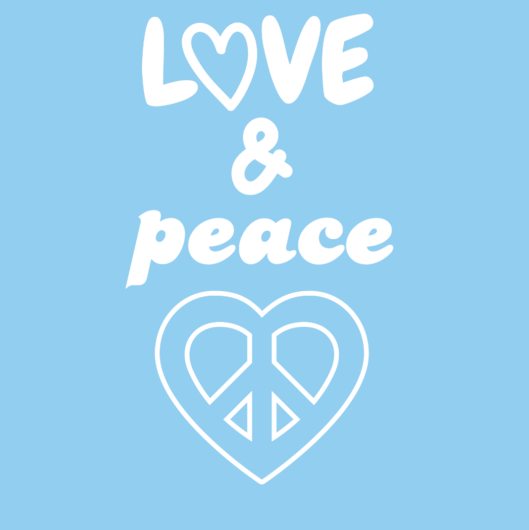 Tasche/ Tote Bag/ Stoffbeutel aus Baumwolle pastell mit Spruch: love & peace