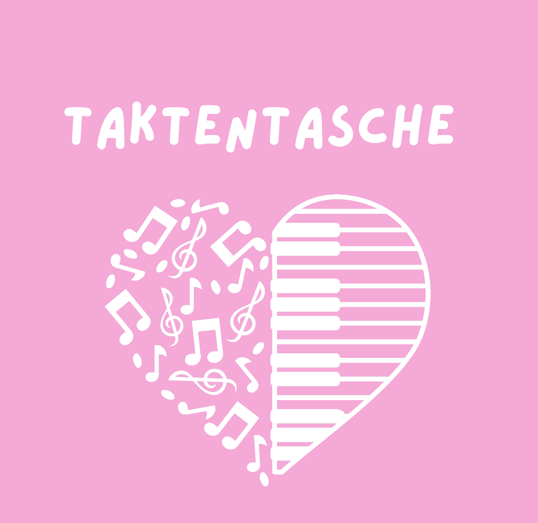 Tasche/ Tote Bag/ Stoffbeutel aus Baumwolle pastell für Noten mit Spruch: Taktentasche