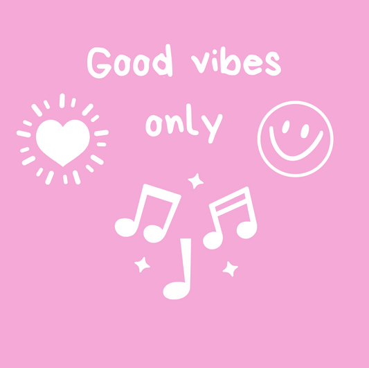 Tasche/ Tote Bag/ Stoffbeutel aus Baumwolle pastell mit Spruch: Good vibes only