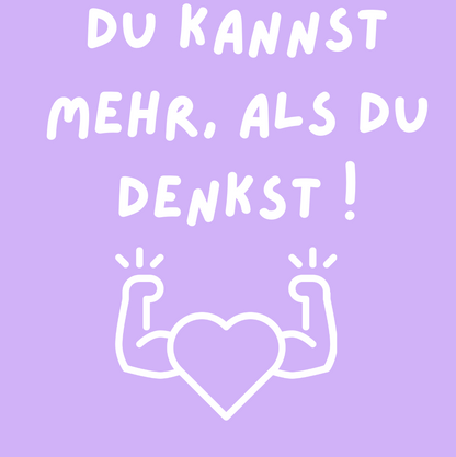 Tasche/ Tote Bag/ Stoffbeutel aus Baumwolle pastell mit Spruch: Du kannst mehr, als du denkst!