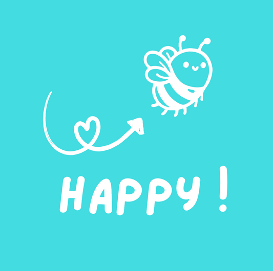 Tasche/ Tote Bag/ Stoffbeutel aus Baumwolle pastell mit Spruch: Be(e) Happy