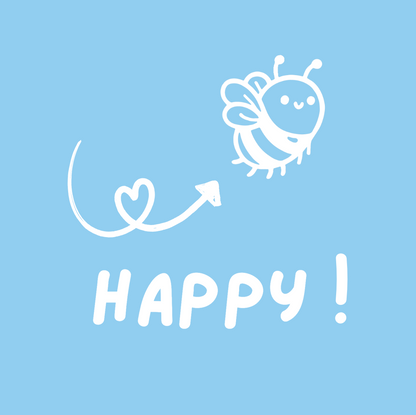 Tasche/ Tote Bag/ Stoffbeutel aus Baumwolle pastell mit Spruch: Be(e) Happy