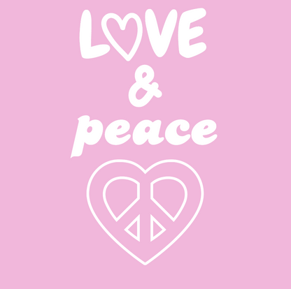 Tasche/ Tote Bag/ Stoffbeutel aus Baumwolle pastell mit Spruch: love & peace