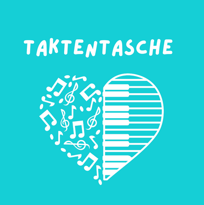 Tasche/ Tote Bag/ Stoffbeutel aus Baumwolle pastell für Noten mit Spruch: Taktentasche