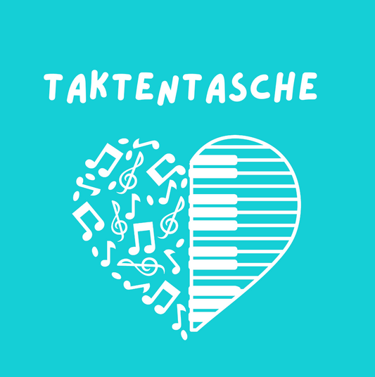 Tasche/ Tote Bag/ Stoffbeutel aus Baumwolle pastell für Noten mit Spruch: Taktentasche