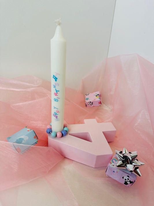 Kerzenhalter/ Kerzenständer Zahl 4 für Stabkerzen