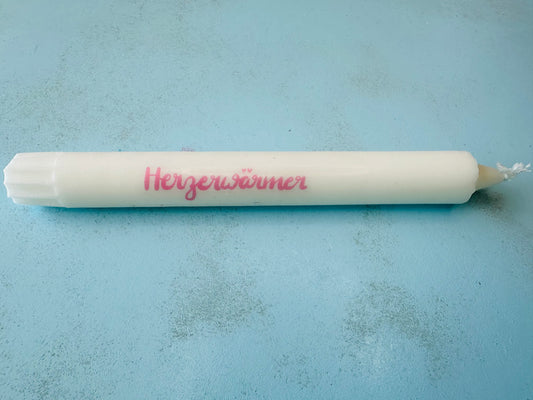 Kerze mit Spruch Herzerwärmer