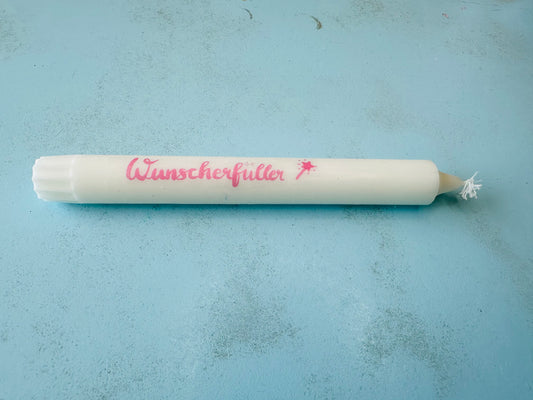 selbst gestaltete Kerze mit Spruch Wunscherfüller handmade Geschenkidee Geburtstagsgeschenk
