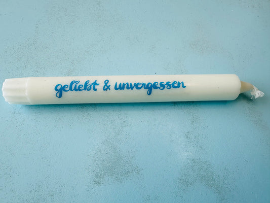 Kerze mit Spruch geliebt und unvergessen Trauerkerze Gedenkkerze