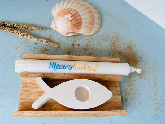 Set Meeresleuchten Kerze mit Fisch- Kerzenhalter